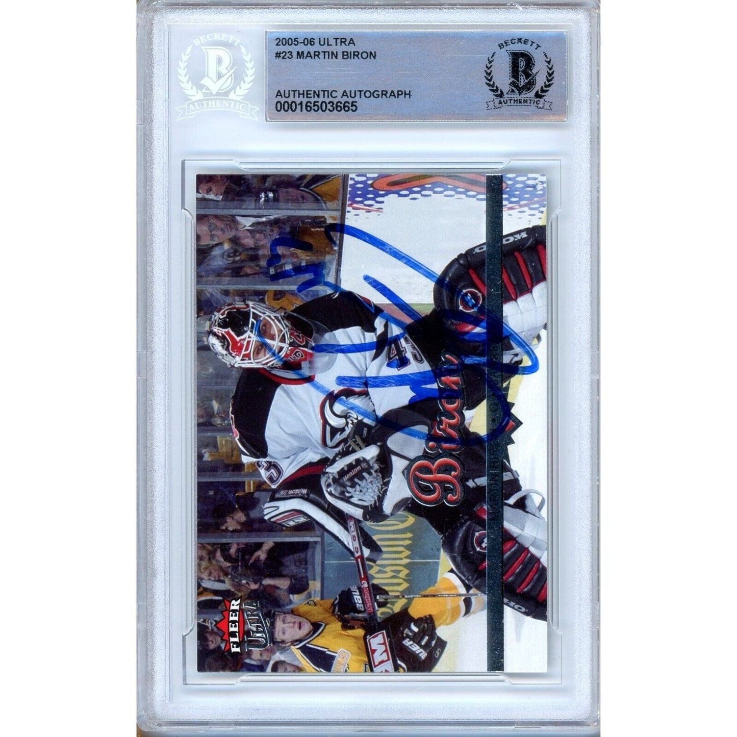 Martin Biron Buffalo Sabres Signed 2006-07 Fleer Ultra Hockey Card BAS Auth Auto Slab