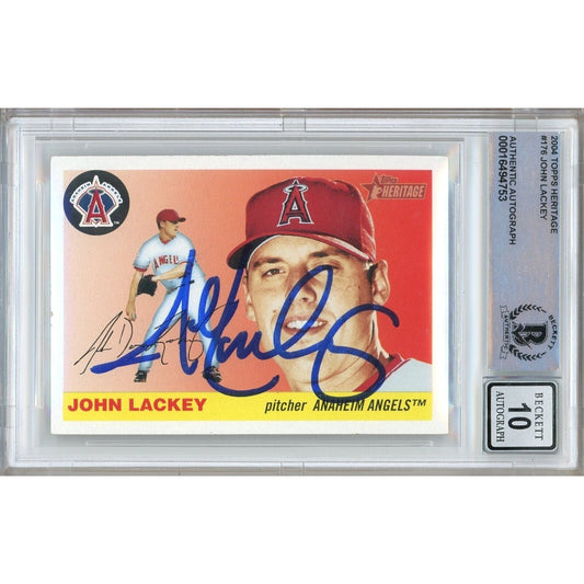 2004 Topps #176 — John Lackey LA Angels Autographed Trading Card — Beckett Authentication