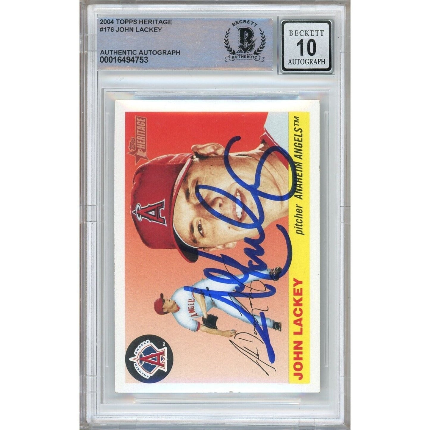 2004 Topps #176 — John Lackey LA Angels Autographed Trading Card — Beckett Authentication