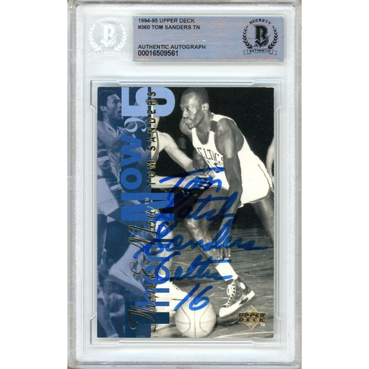 Tom Satch Sanders Boston Celtics Signed 1994-95 Upper Deck Card Beckett Auth Auto Slab