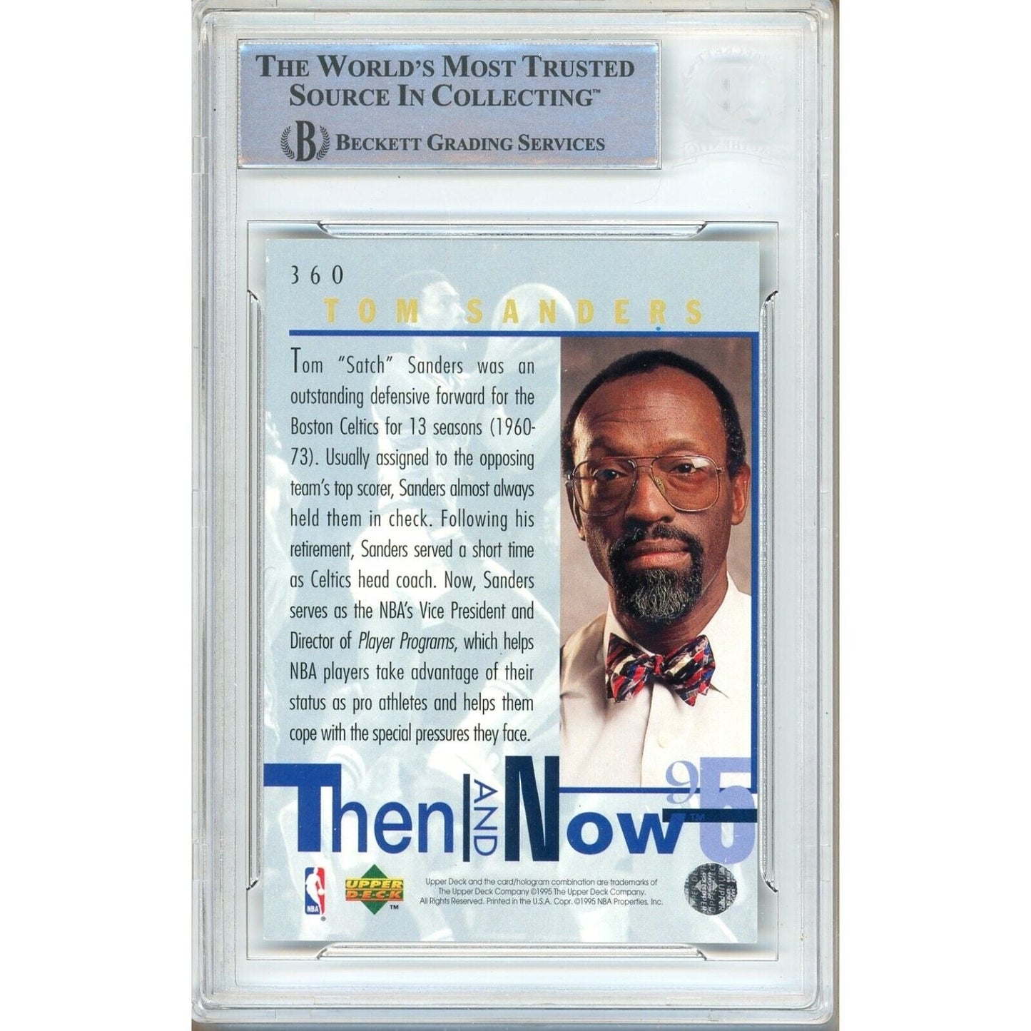 Tom Satch Sanders Boston Celtics Signed 1994-95 Upper Deck Card Beckett Auth Auto Slab