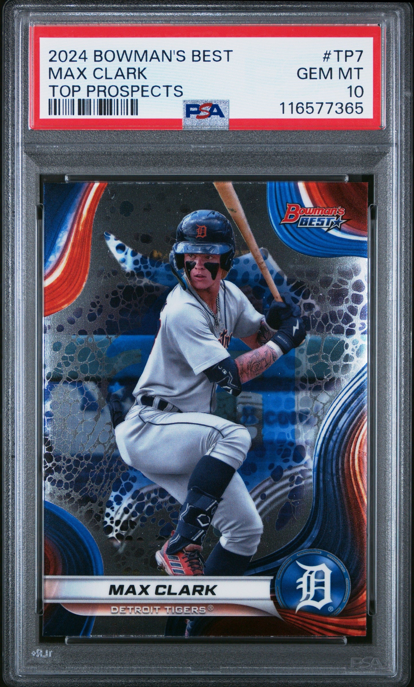 Graded 2024 Topps Bowmans Best Max Clark #TP7 Top Prospects Rookie RC Baseball Card PSA 10 Gem Mint