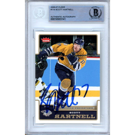 Scott Hartnell Nashville Predators Signed 2006-07 Fleer Hockey Card Beckett Authentic Auto