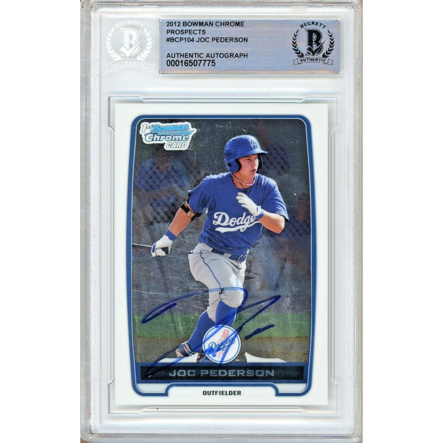 2012 Bowman — Joc Pederson LA Dodgers Autographed Trading Card — Beckett Authentication