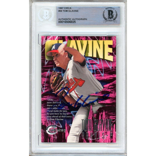 Tom Glavine Atlanta Braves Signed 1997 Circa Baseball Card Beckett Authentic Auto Slab