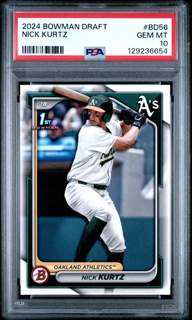 Graded 2024 Topps Bowman Draft Nick Kurtz #BD56 Rookie RC Baseball Card PSA 10 Gem Mint
