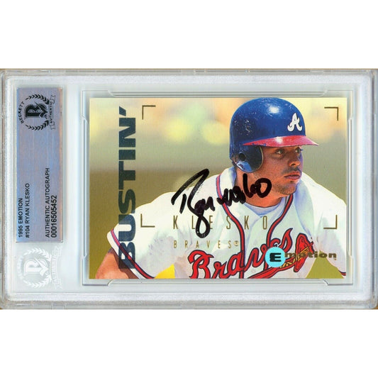 Ryan Klesko Atlanta Braves Signed 1995 Skybox Emotion Card Beckett Authentic Auto Slab