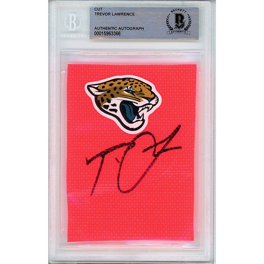 Trevor Lawrence Jacksonville Jaguars Signed Football Pylon Cut Beckett Authentic Auto Slab
