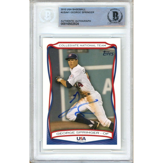 2010 Topps USA Baseball #41— George Springer Houston Astros Autographed Trading Card — Beckett Authentication