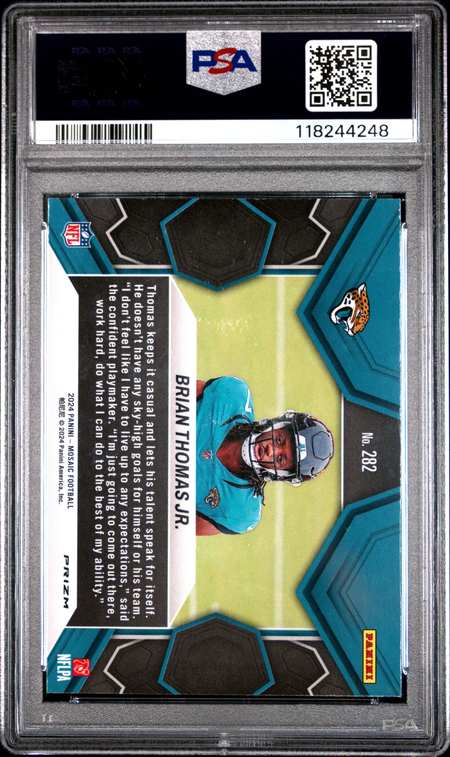 Graded 2024 Panini Mosaic Brian Thomas Jr #282 Green Rookie RC Football Card PSA 10 Gem Mint