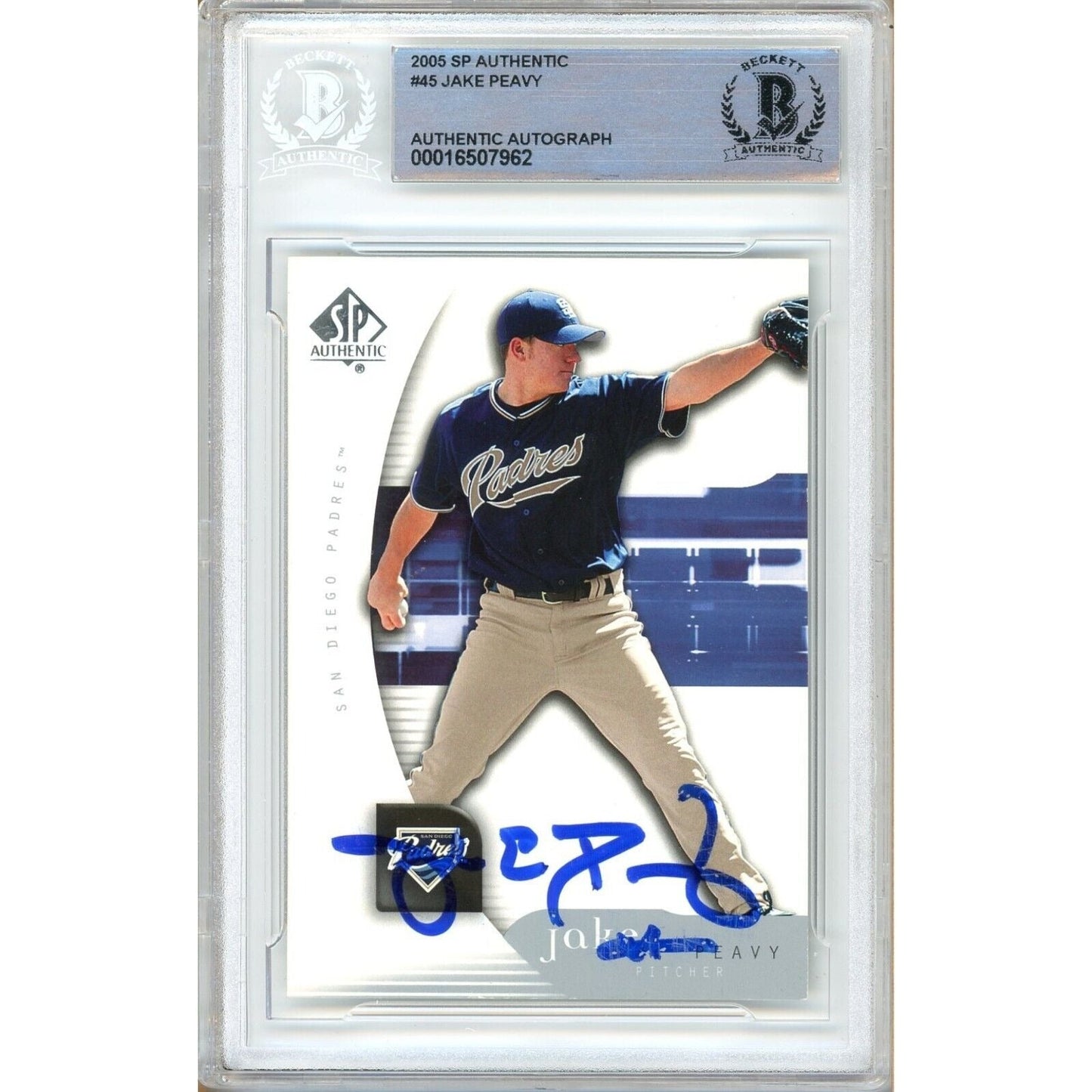 2005 SP Authentic #45 — Jake Peavy San Diego Padres Autographed Trading Card — Beckett Authentication