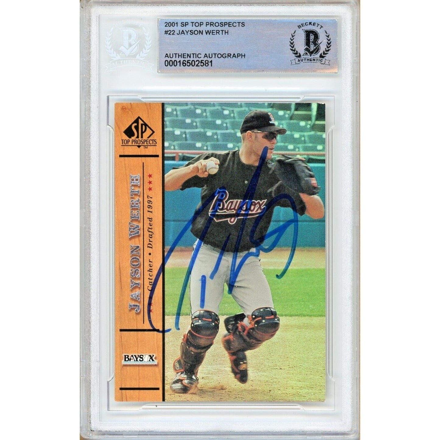 2001 UD SP Top Prospects #22 — Jayson Werth Phillies Autographed Trading Card Beckett Authentication