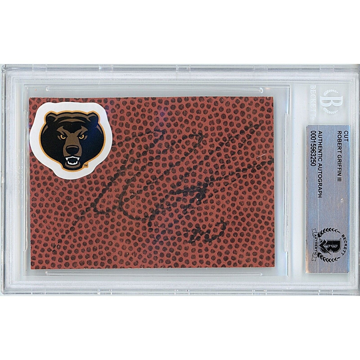 Robert Griffin III Baylor Bears Signed Football Signature Cut Beckett Authentic Auto Slab RG3