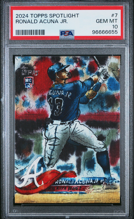 Graded 2024 Topps Spotlight Ronald Acuna Jr. #7 Baseball Card PSA 10 Gem Mint