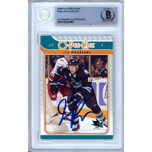 2009–10 O #te — Pee — Chee — Joe Pavelski San Jose Sharks Autographed Trading Card — Beckett Authentication