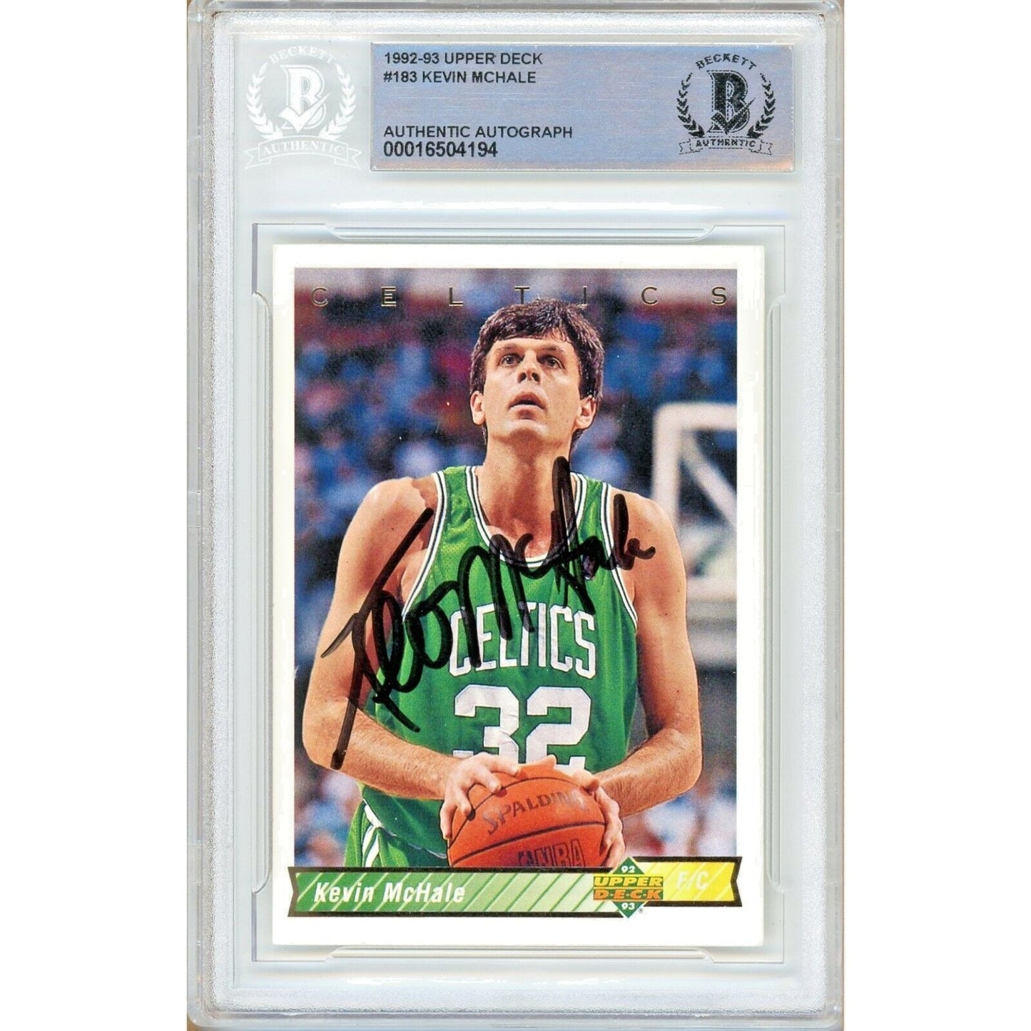 1992-93 Upper Deck #183 — Kevin Mchale Boston Celtics Autographed Trading Card — Beckett Authentication