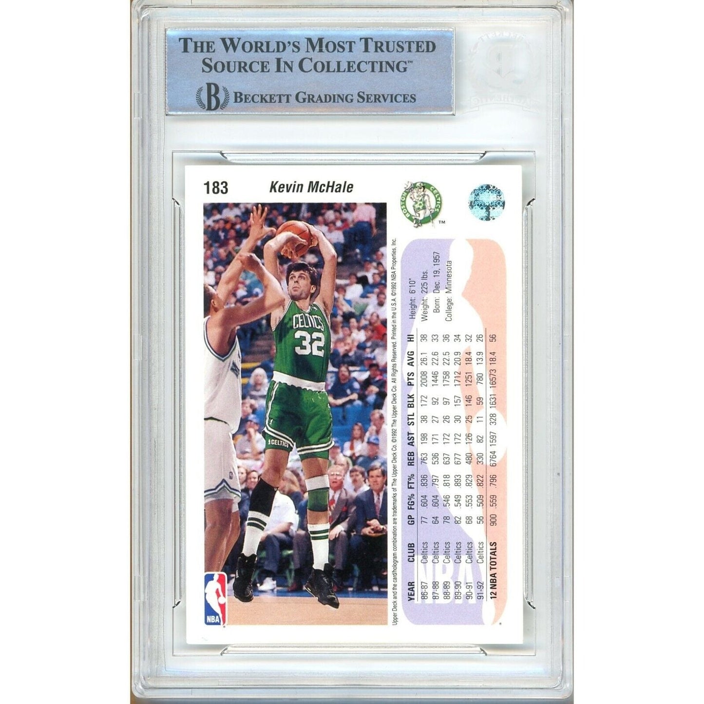 1992-93 Upper Deck #183 — Kevin Mchale Boston Celtics Autographed Trading Card — Beckett Authentication