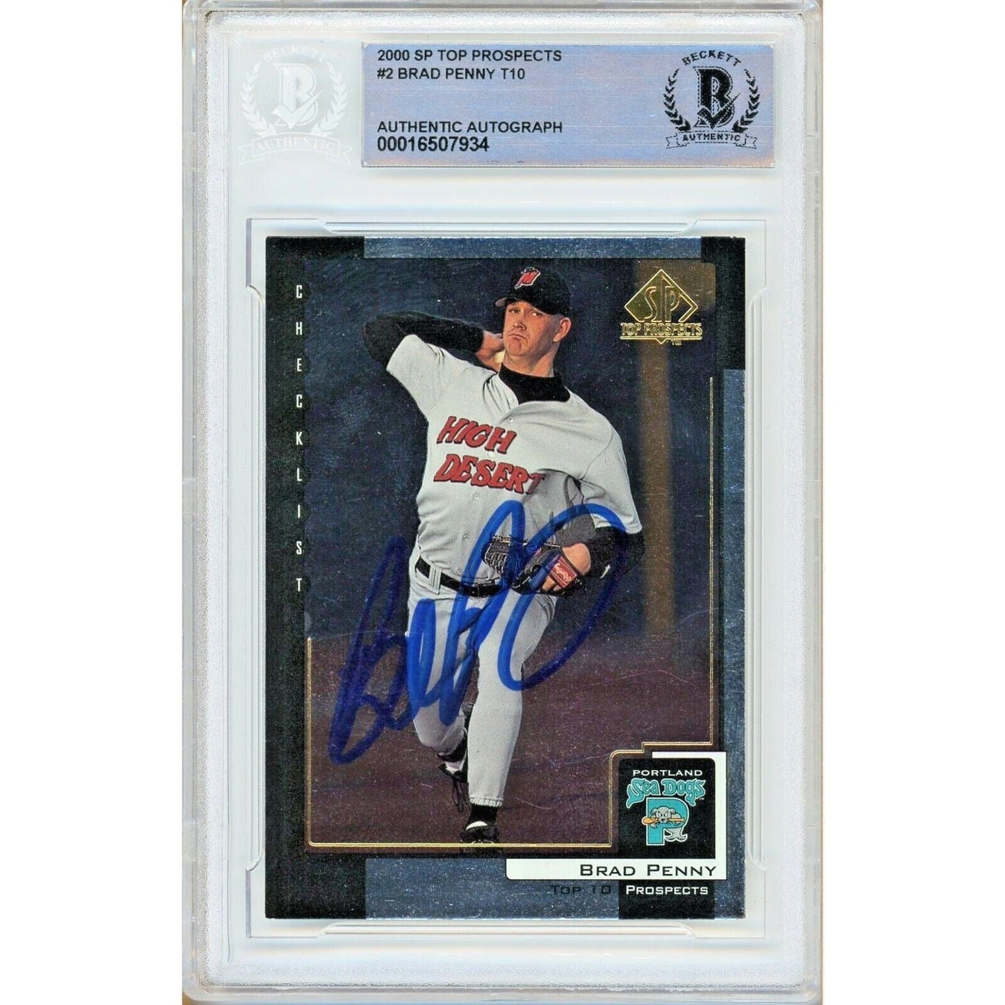 2000 SP Top Prospects #2 — Brad Penny Arizona Diamondbacks Autographed Trading Card — Beckett Authentication