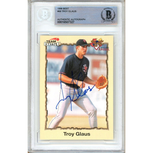 Troy Glaus Anaheim Angels Signed 1998 Best Baseball Rookie Card Beckett Auth Auth Slab