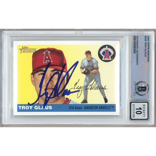 Troy Glaus LA Angels Signed 2004 Topps Heritage Baseball Card BGS Auto 10 Graded Slab