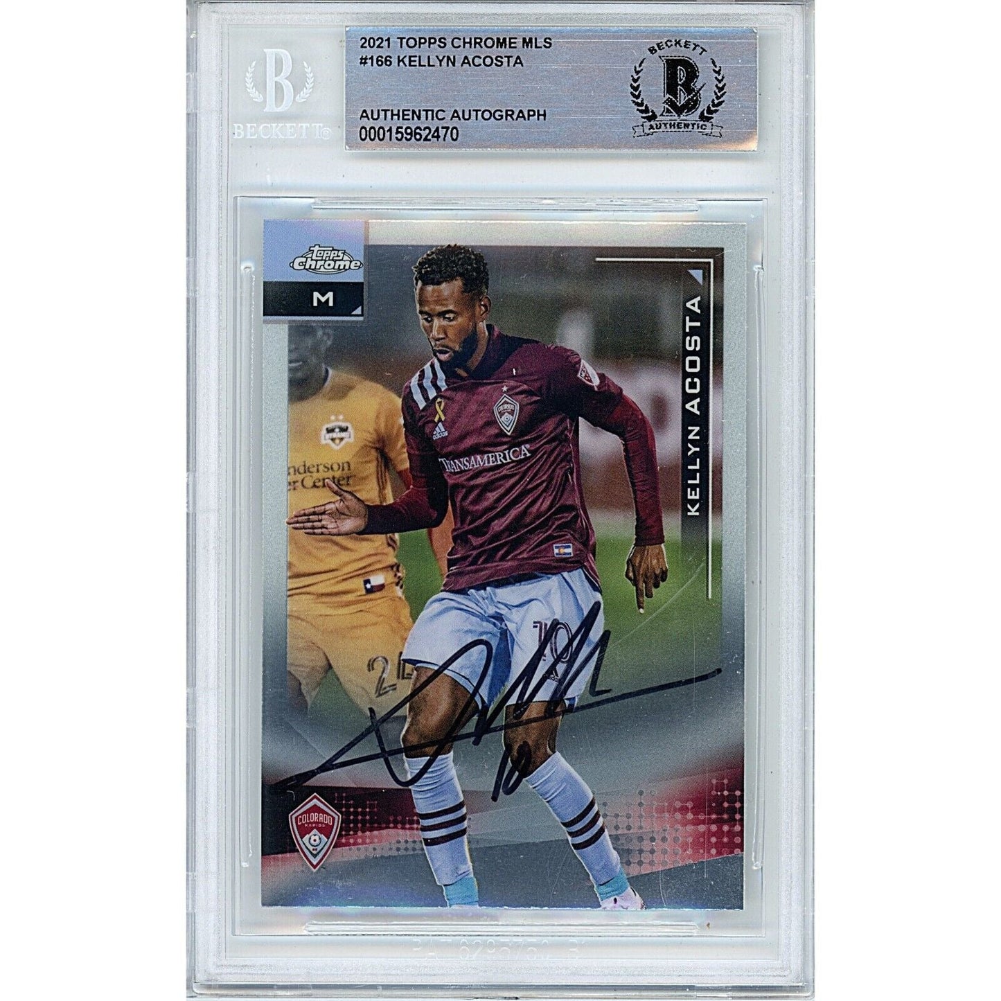2021 Topps Chrome MLS #166 — Kellyn Acosta Colorado Rapids Autographed Trading Card — Beckett Authentication