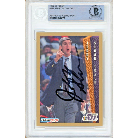 1992-93 Fleer — Jerry Sloan Utah Jazz Utah Jazz Autographed Trading Card — Beckett Authentication