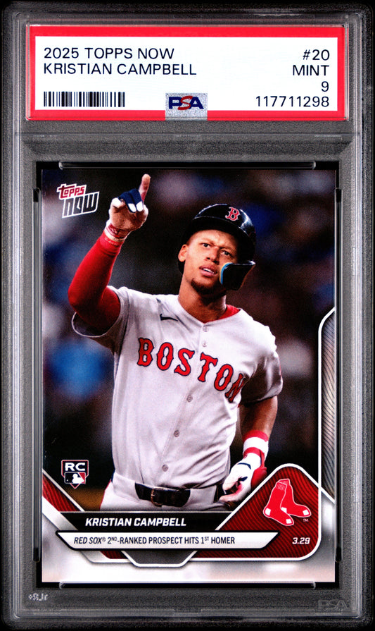 Graded 2025 Topps Now Kristian Campbell #20 Rookie RC Baseball Card PSA 9 Mint