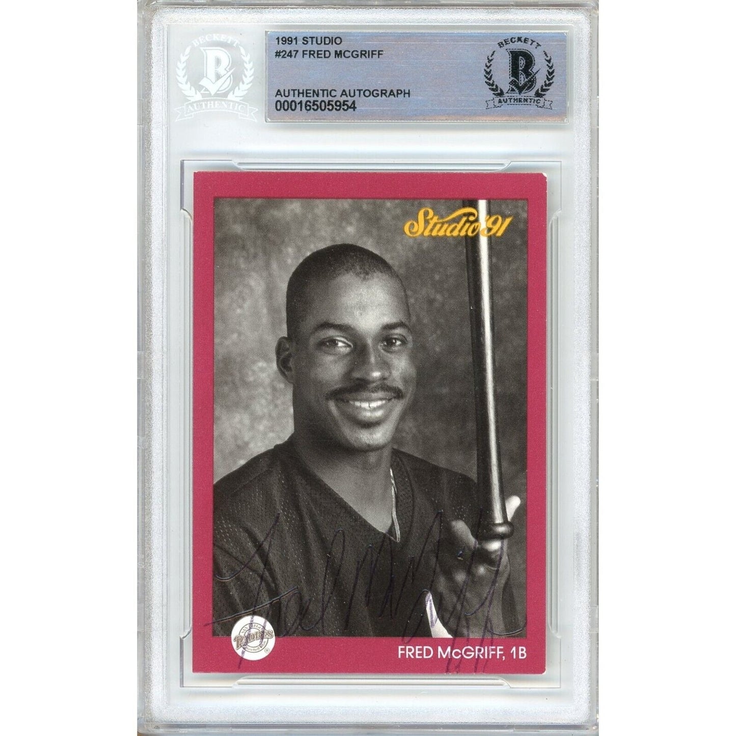 1991 Donruss Studio #247 — Fred McGriff San Diego Padres Autographed Trading Card — Beckett Authentication