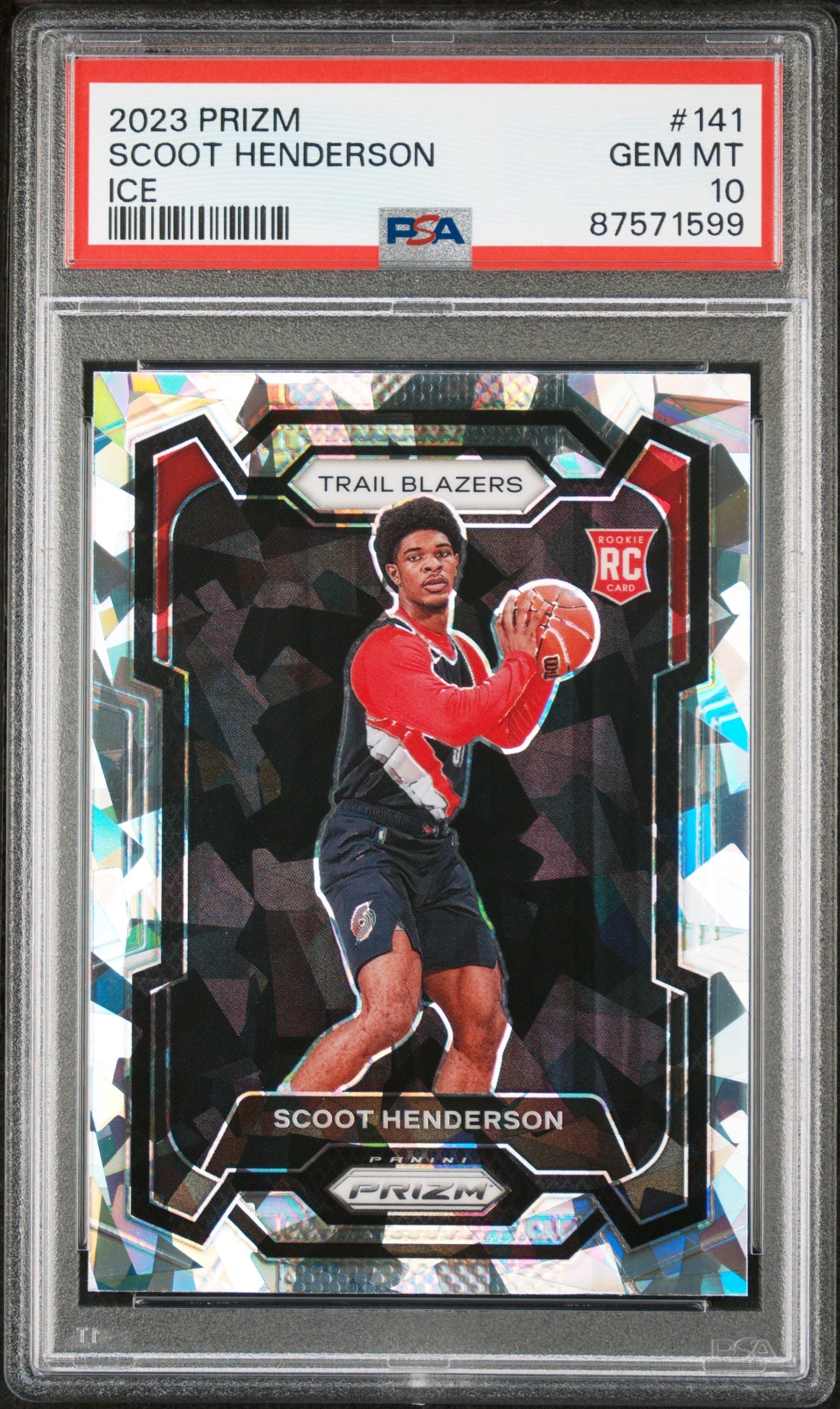 Graded 2023 Panini Prizm Scoot Henderson #141 Ice Rookie RC Basketball Card PSA 10 Gem Mint