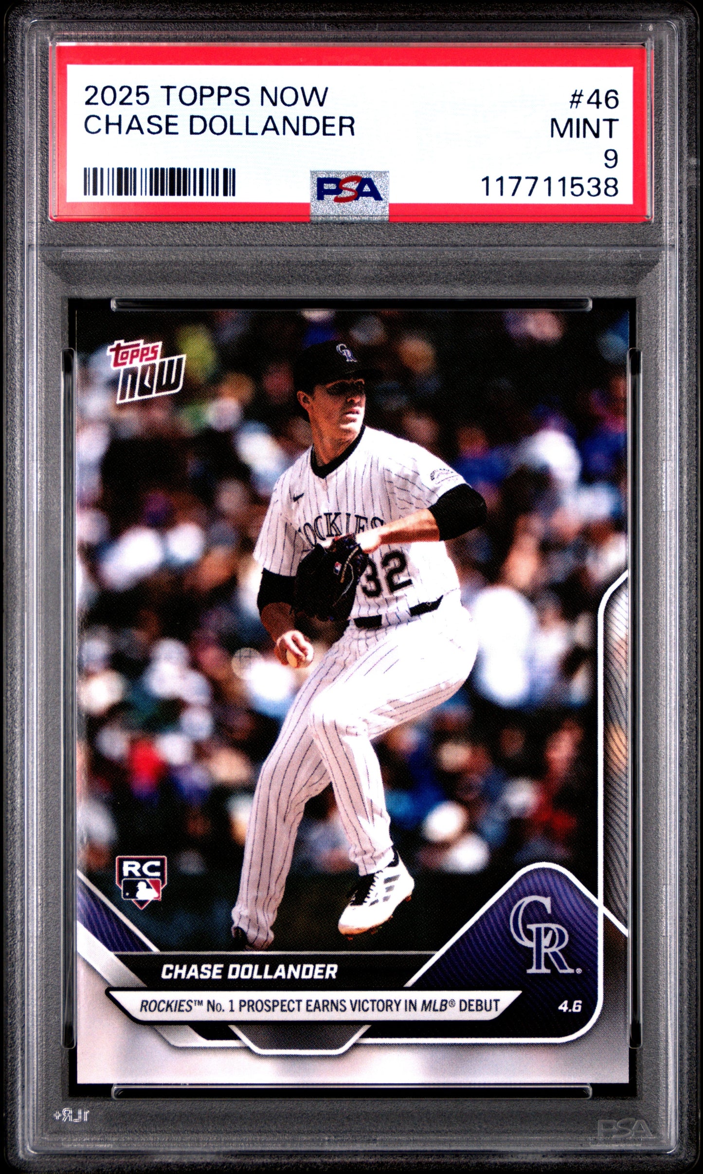 Graded 2025 Topps Now Chase Dollander #46 Rookie RC Baseball Card PSA 9 Mint