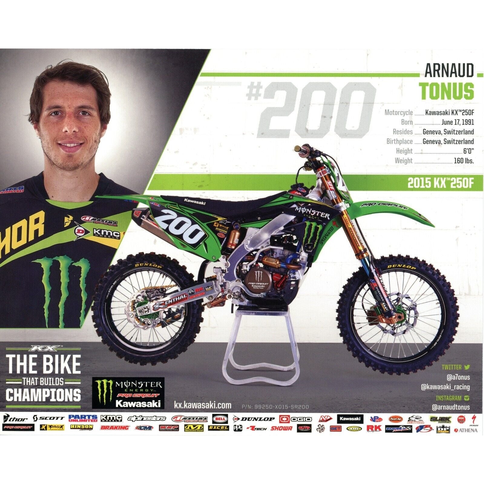 Arnaud Tonus Supercross Signed 8x10 Photo — Beckett Authentication - Sport Cards