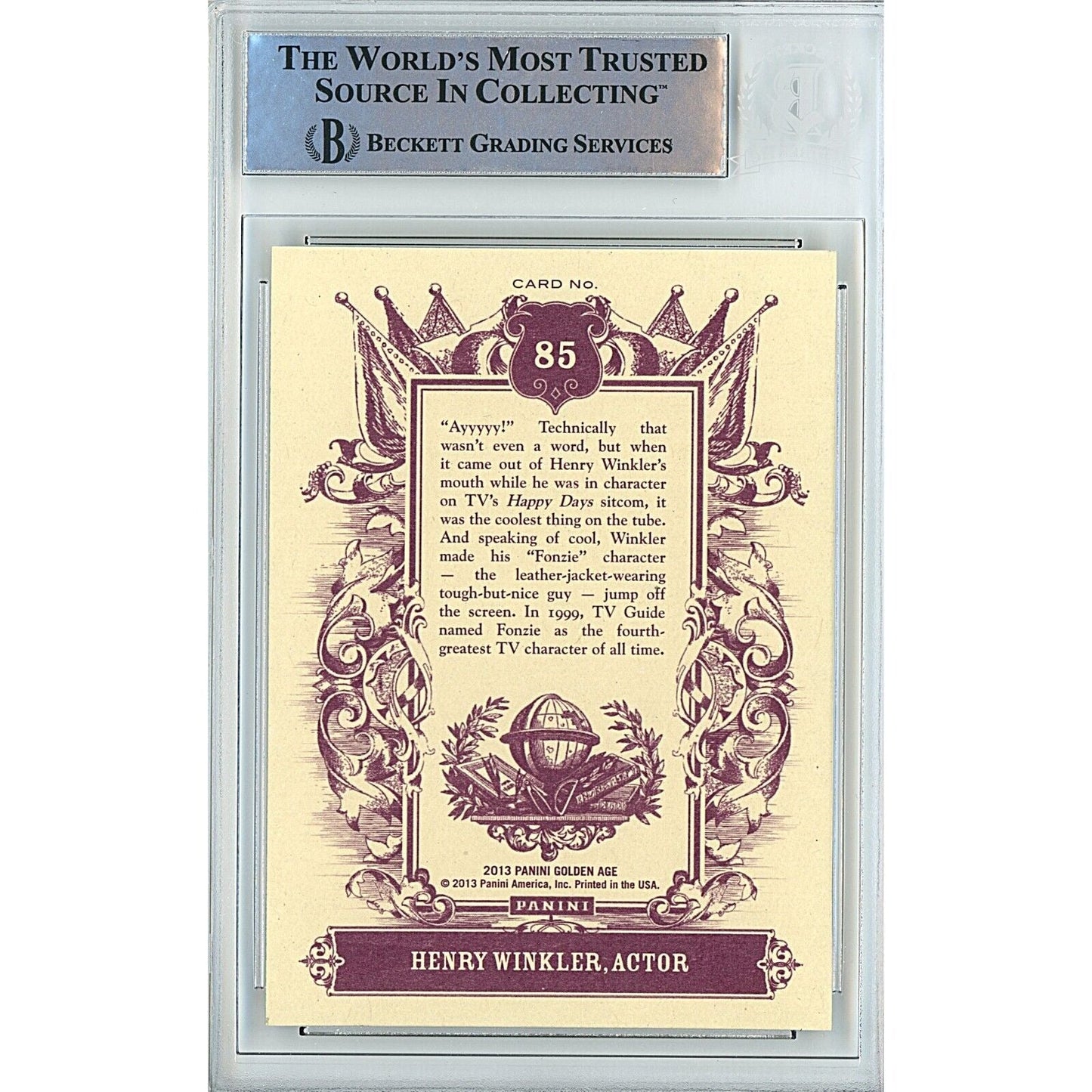 2013 Panini Golden Age #85 — Henry Winkler Autographed Trading Card — Beckett Authentication