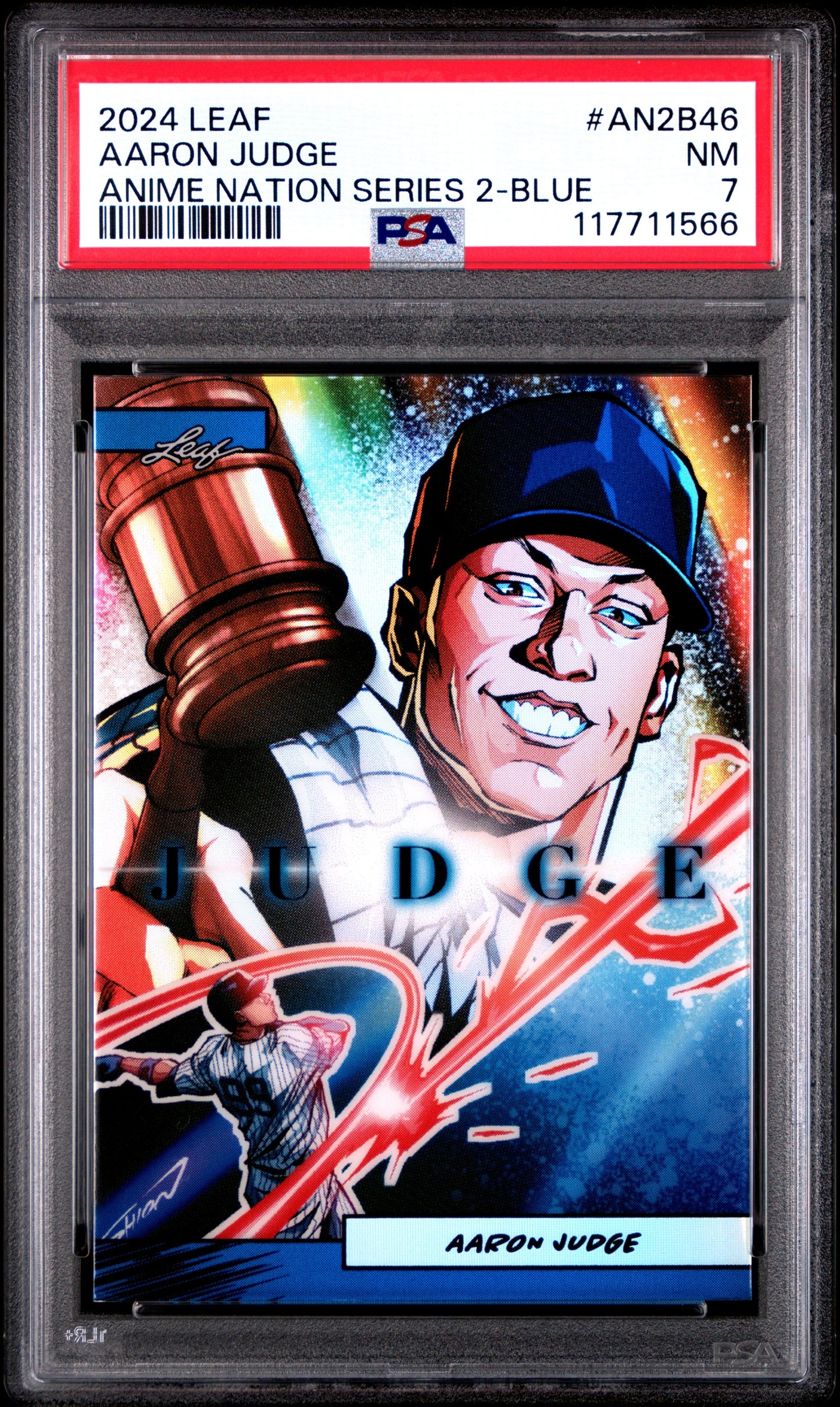 Graded 2024 Leaf Aaron Judge #AN2B46 Anime Nation Series 2 Blue /75 Baseball Card PSA 7 Near Mint