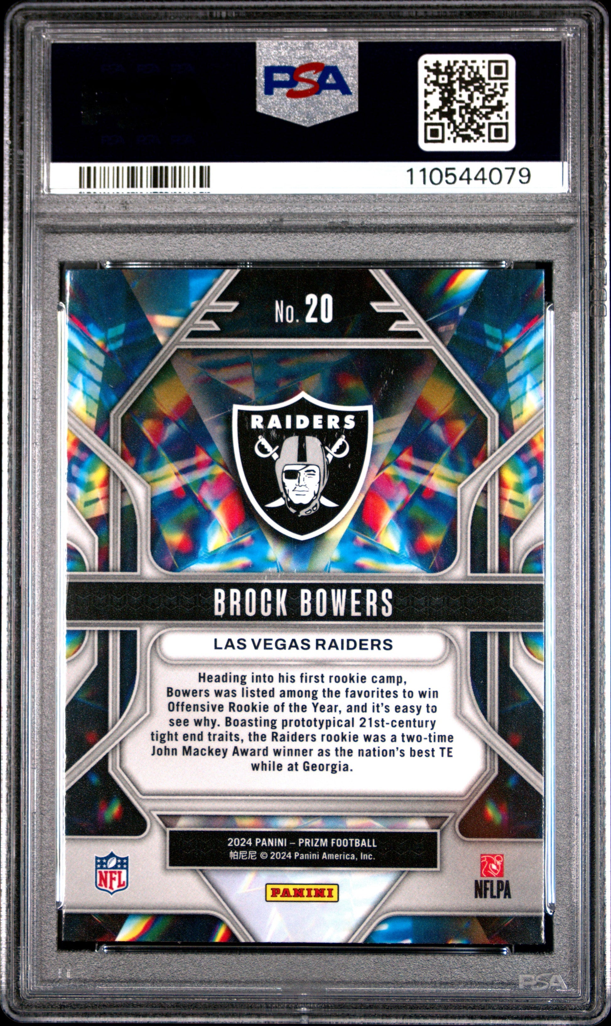 Graded 2024 Panini Prizm Brock Bowers #20 Prizmatic Rookie RC Football Card PSA 10 Gem Mint - Sport Cards