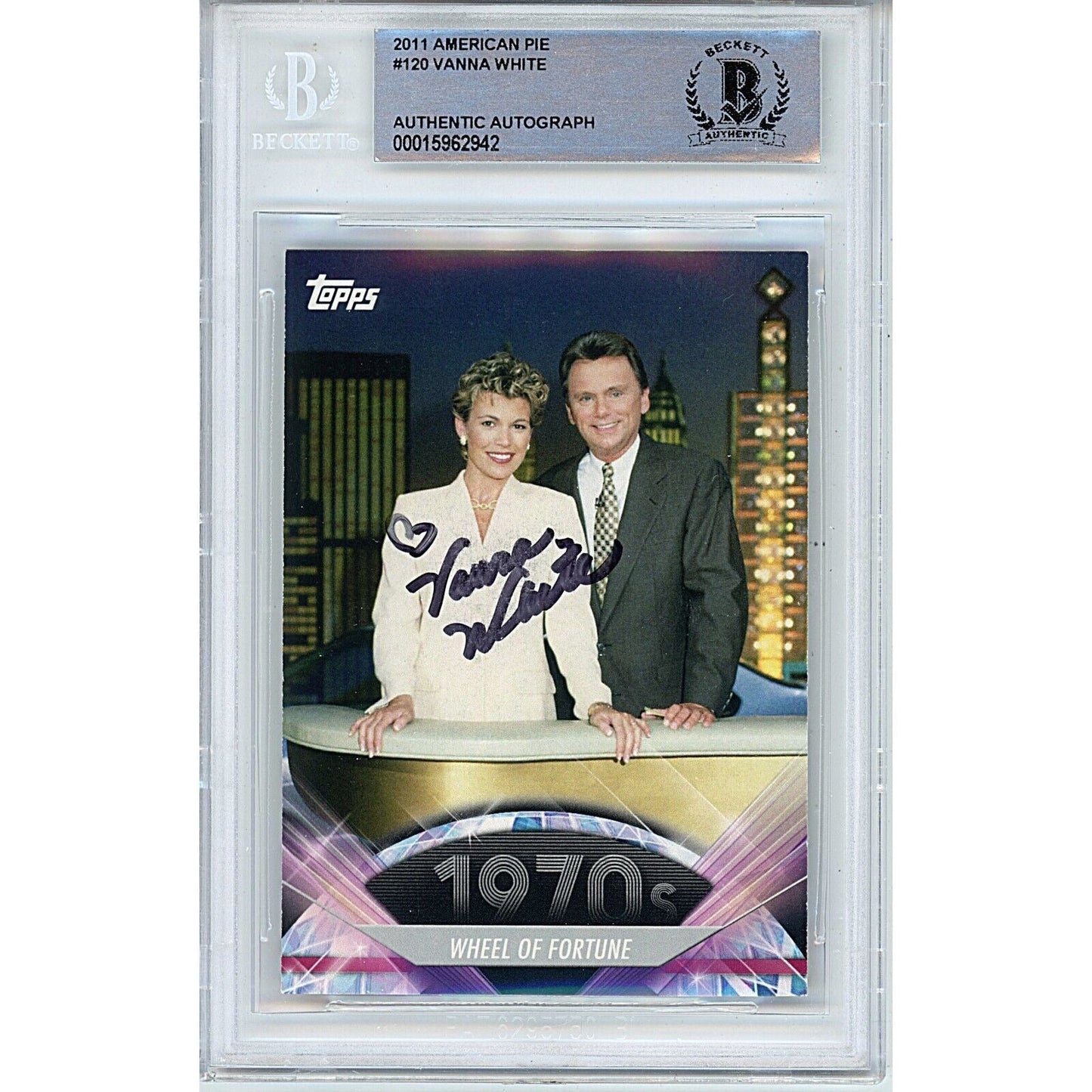 Vanna White Signed Wheel of Fortune 2011 Topps American Pie Card Beckett Auth Auto Slab
