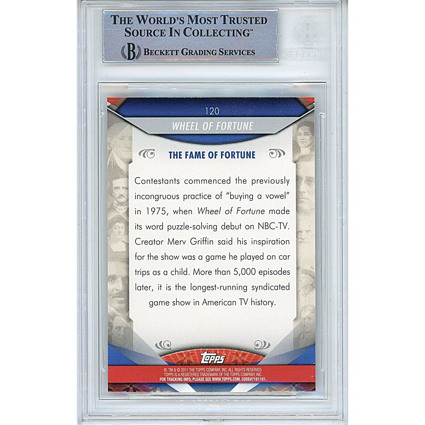 Vanna White Signed Wheel of Fortune 2011 Topps American Pie Card Beckett Auth Auto Slab