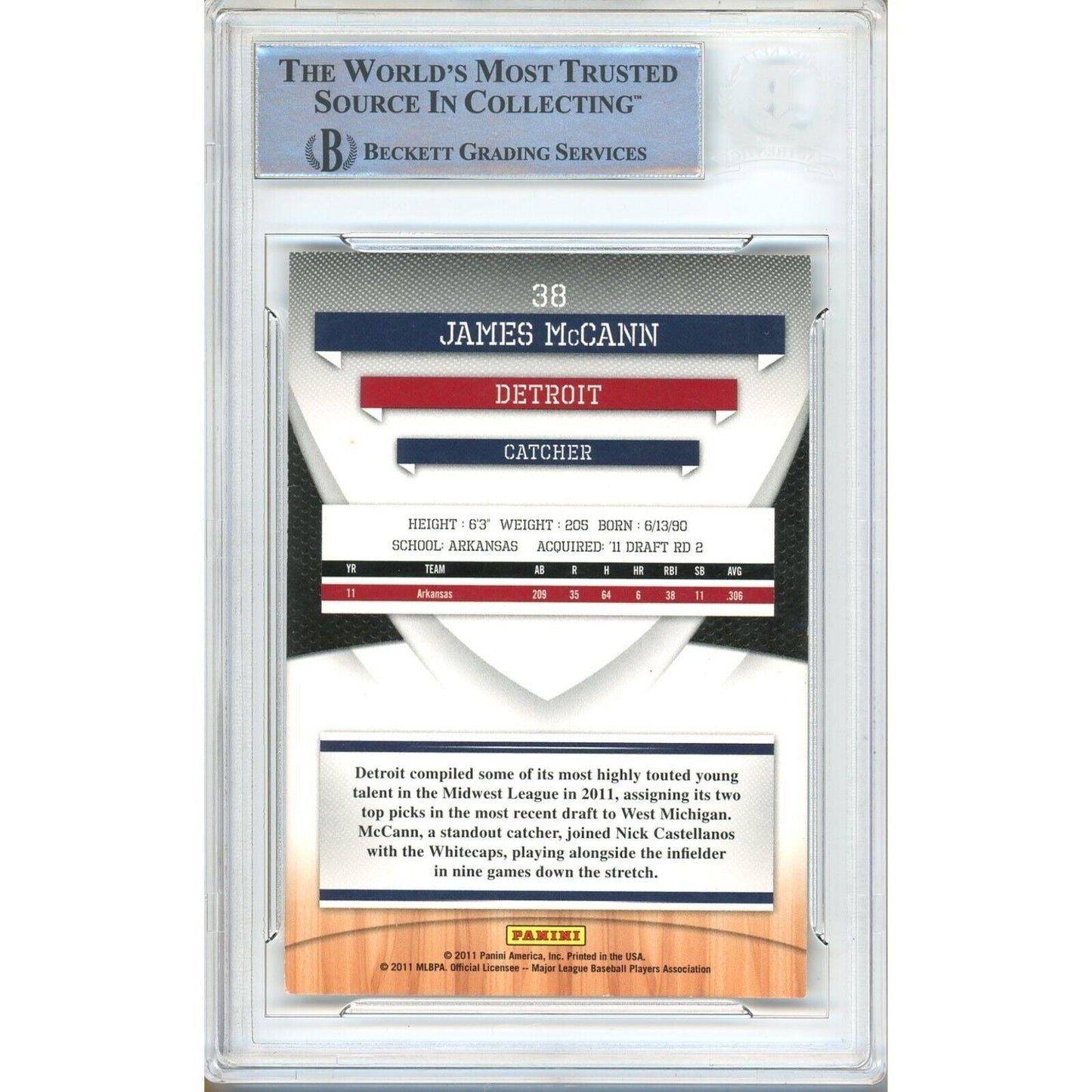 2011 Donruss Elite Extra Edition #38 — James McCann Baltimore Orioles Autographed Trading Card — Beckett Authentication