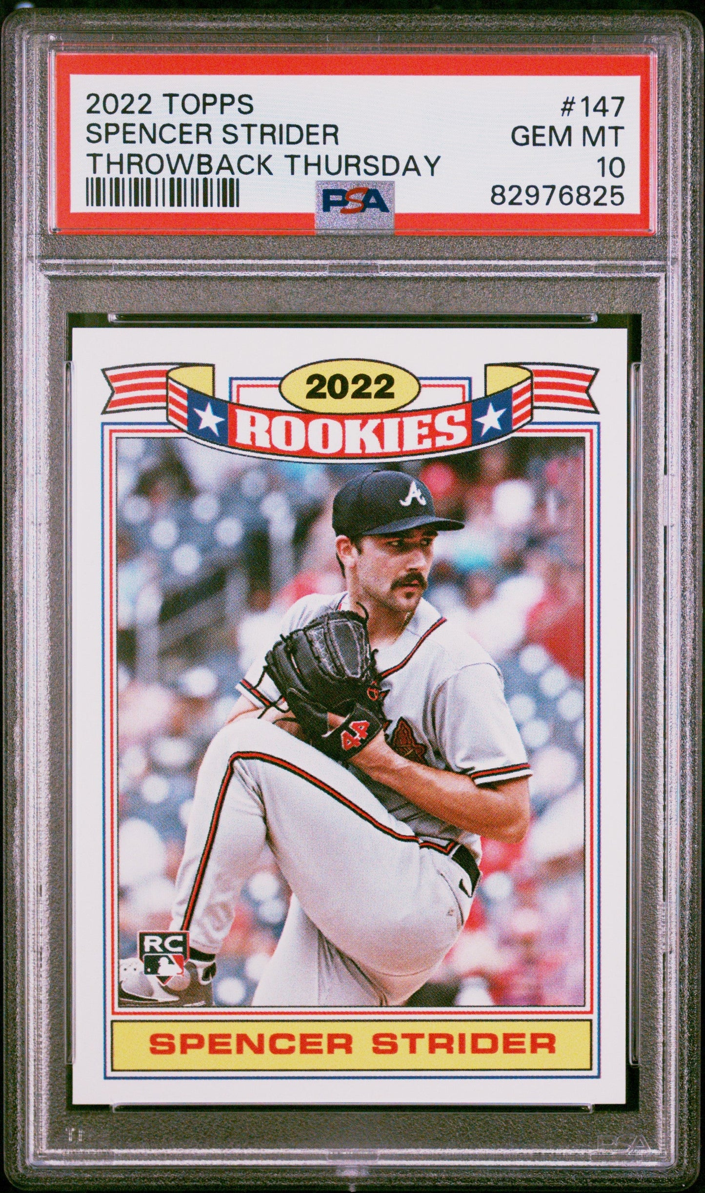 Graded 2022 Topps Spencer Strider #147 Throwback Thursday Rookie RC Baseball Card PSA 10 Gem Mint