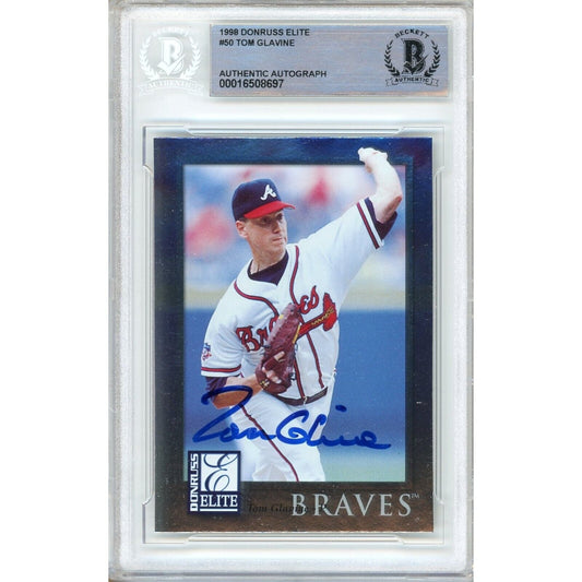 Tom Glavine Atlanta Braves Signed 1998 Donruss Elite Card Beckett Authentic Auto Slab