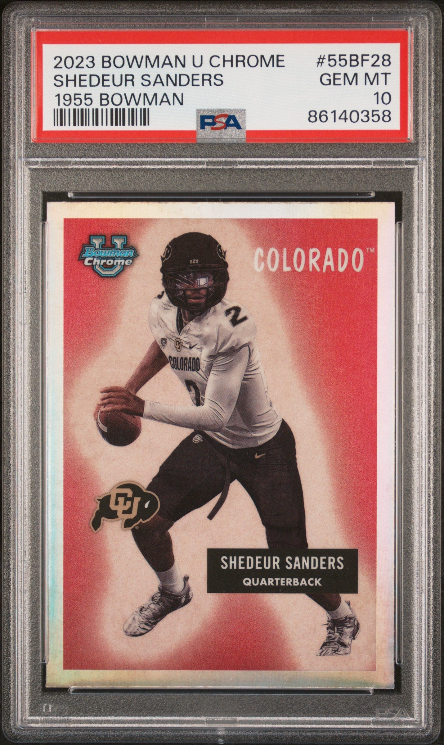 Graded 2023 Topps Bowman U Chrome Shedeur Sanders #55BF28 1955 Bowman Rookie RC Football Card PSA 10 Gem Mint