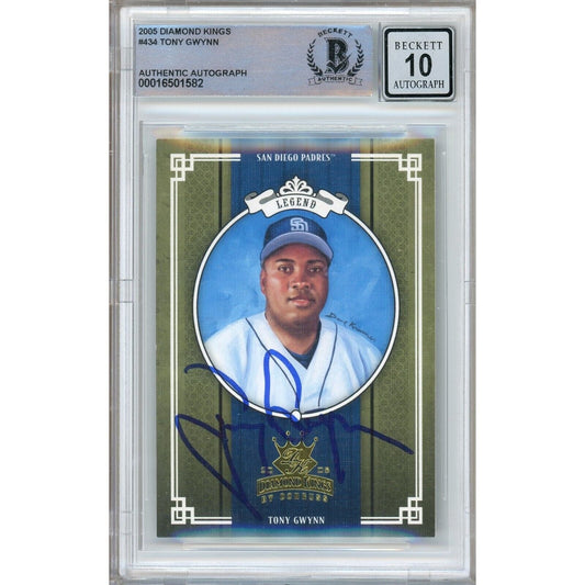 Tony Gwynn San Diego Padres Signed 2005 Donruss Diamond Kings Card BGS Auto 10 Graded