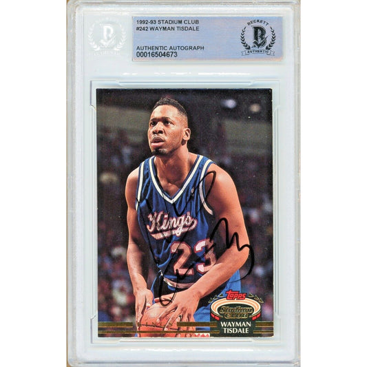Wayman Tisdale Sacramento Kings Signed 1992-93 Stadium Club Card Beckett Auth Auto