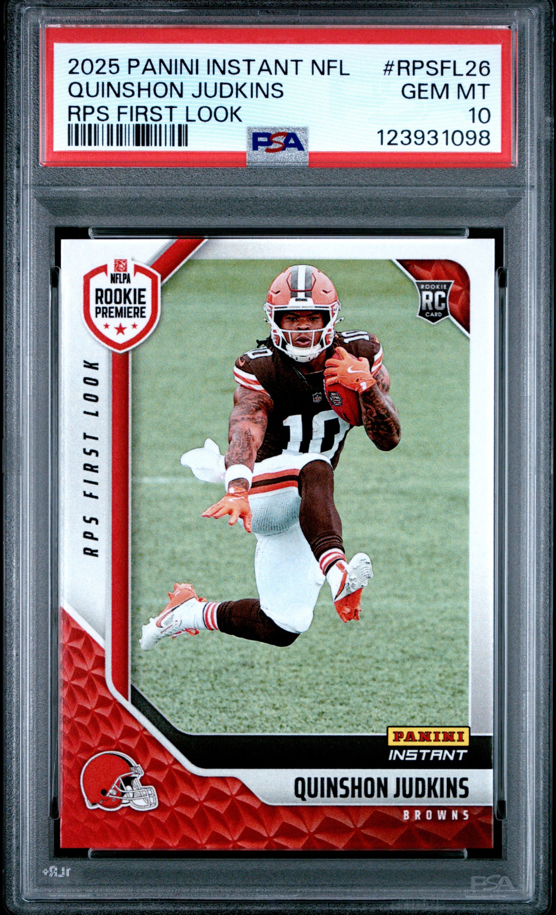 Graded 2025 Panini Instant Quinshon Judkins #RPSFL26 RPS First Look Rookie RC Football Card PSA 10 Gem Mint - Sport Cards