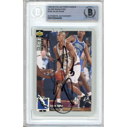 1994-95 UD Collectors Choice #238 — Jalen Rose Denver Nuggets Autographed Trading Card — Beckett Authentication