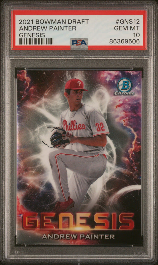 Graded 2021 Topps Bowman Draft Andrew Painter #GNS12 Genesis Rookie RC Baseball Card PSA 10 Gem Mint