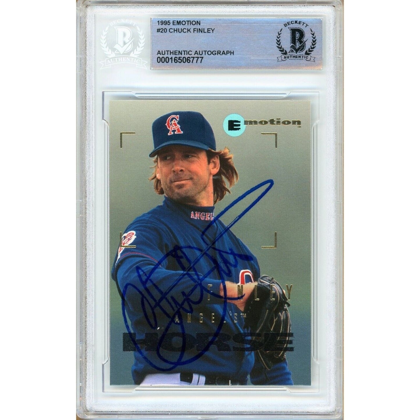 1995 Skybox Emotion #20 — Chuck Finley LA Angels Autographed Trading Card — Beckett Authentication