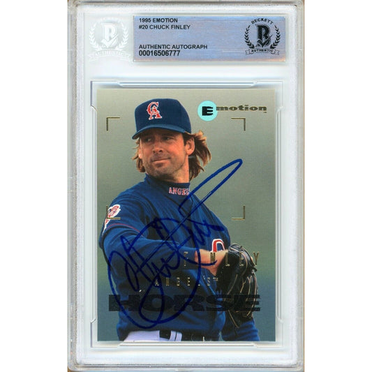 1995 Skybox Emotion #20 — Chuck Finley LA Angels Autographed Trading Card — Beckett Authentication