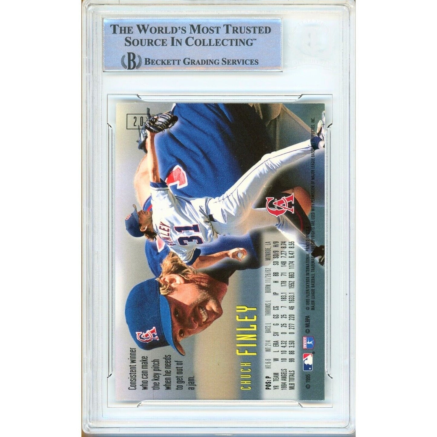 1995 Skybox Emotion #20 — Chuck Finley LA Angels Autographed Trading Card — Beckett Authentication