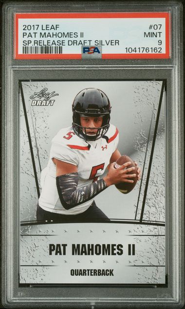 Graded 2017 Leaf Draft Patrick Mahomes II #07 Special Release Silver Rookie RC Football Card PSA 9 Mint