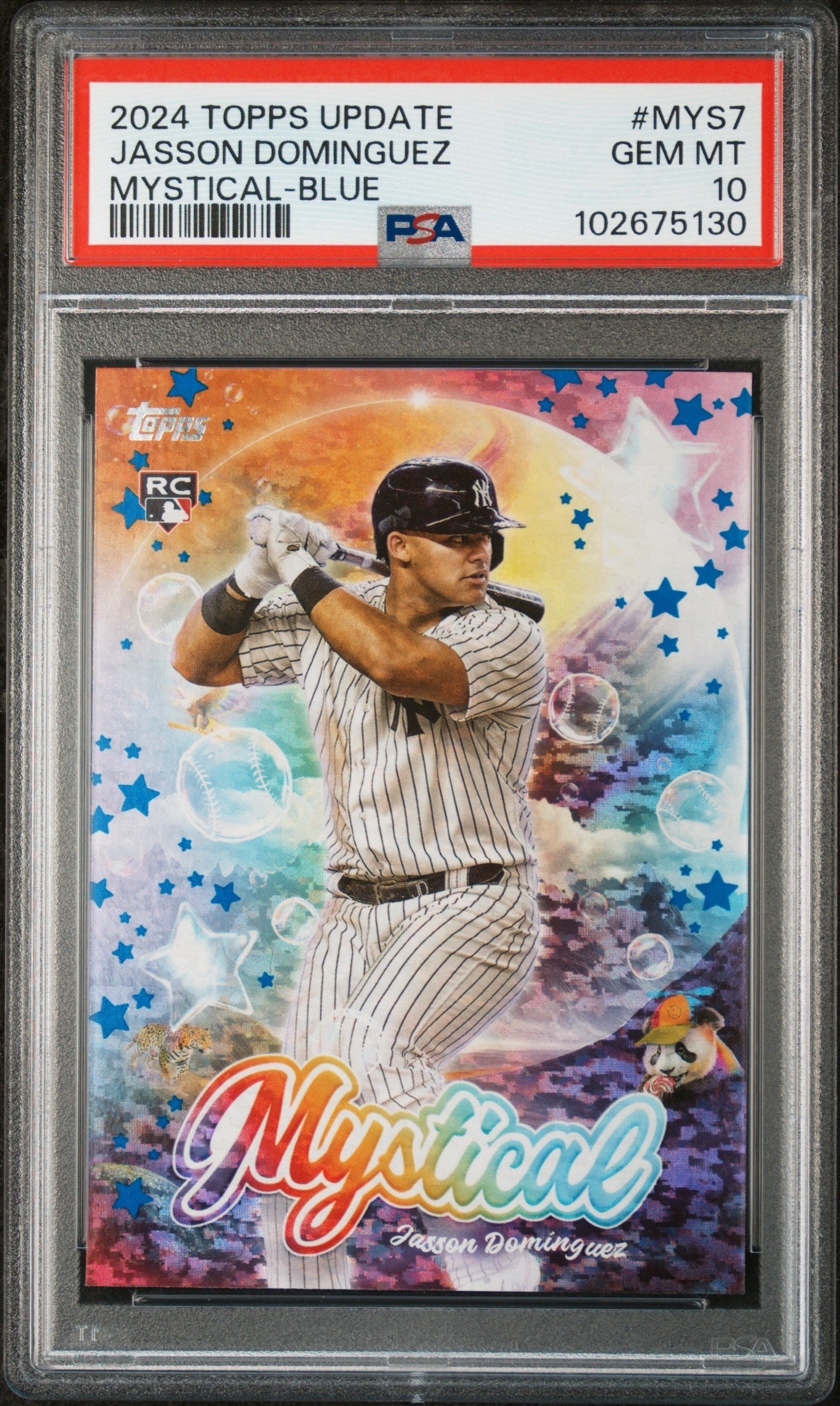 Graded 2024 Topps Update Jasson Dominguez #MYS7 Mystical Blue Rookie RC Baseball Card PSA 10 Gem Mint